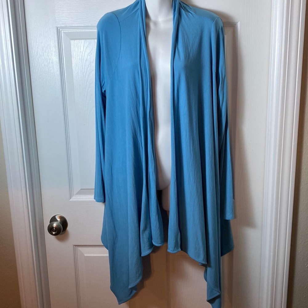 J. Jill Womens Cardigan Blue Medium Wearever Open Front Stream Jacket Topper